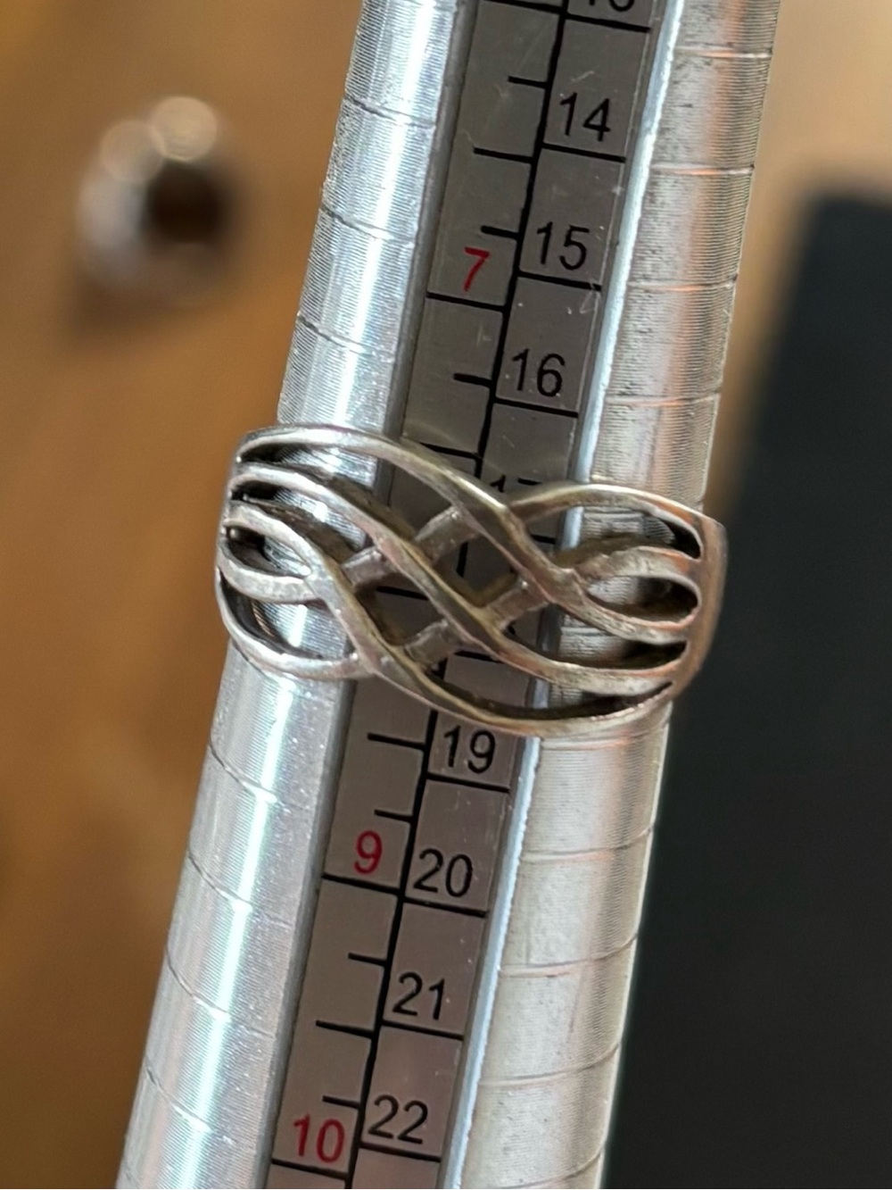 Silver Infinity Twist Ring - Sterling Size 8